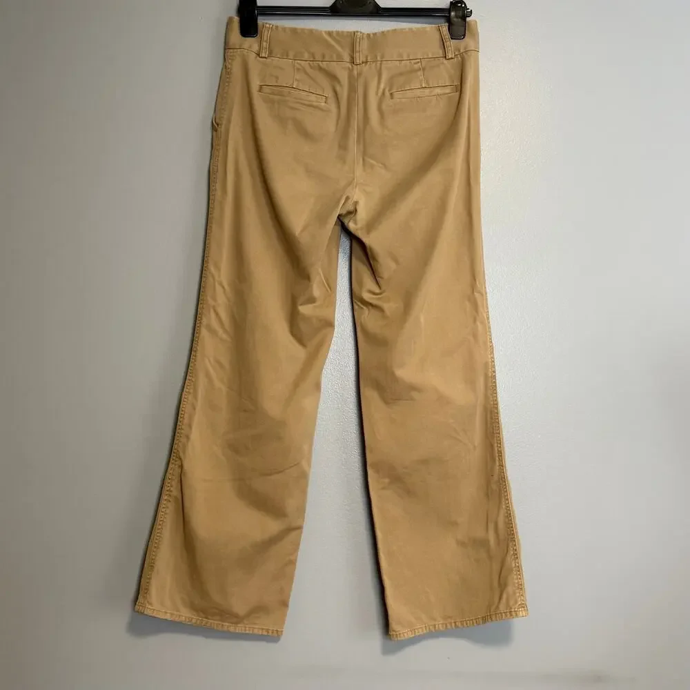 J Crew Favorite Fit Wide Leg Tan Cotton Khaki Pants 10